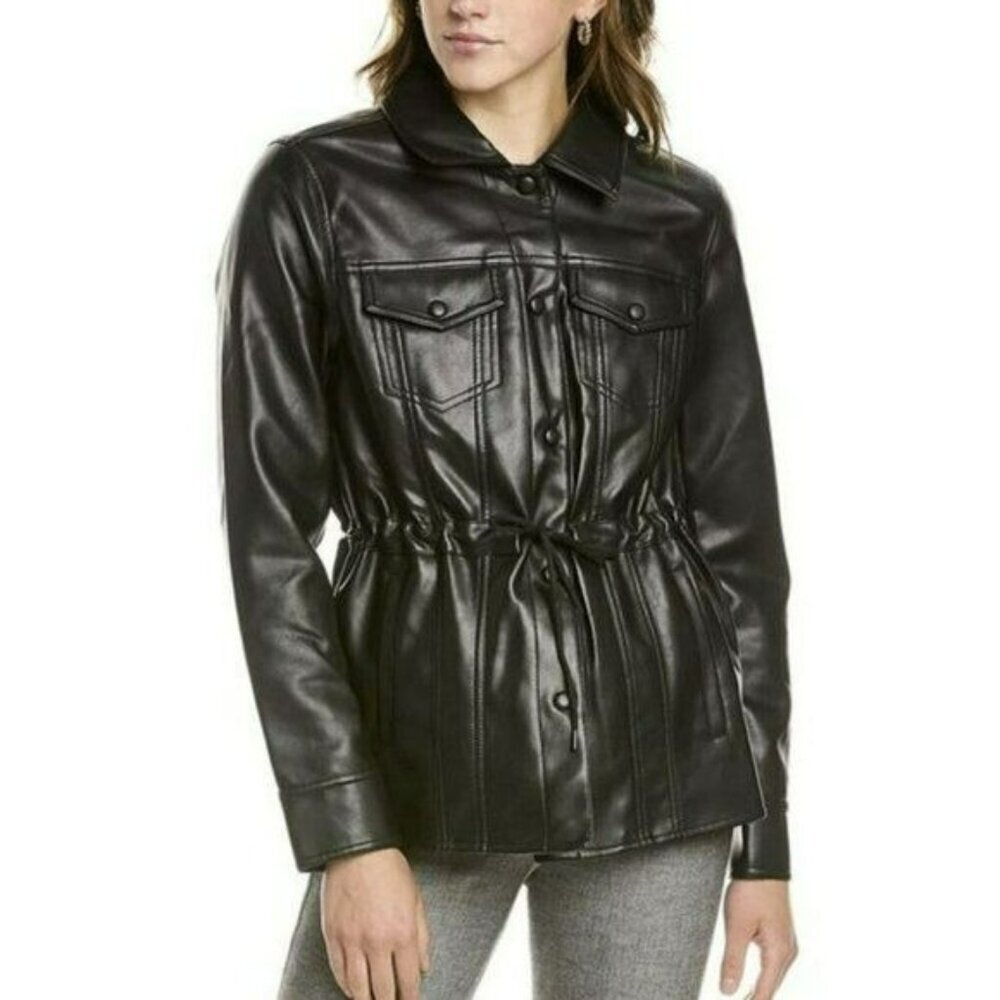 BLANK NYC Black Faux Leather Drawstring Jacket Size XL NWT BlankNyc
